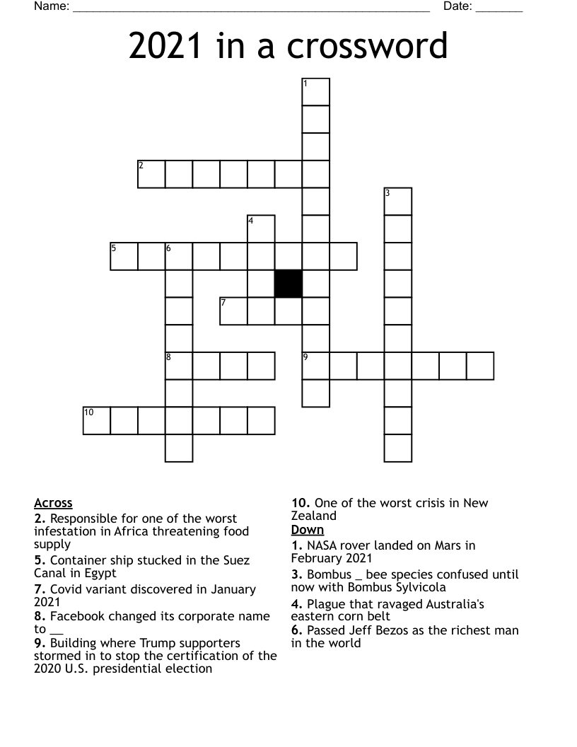 2021 in a crossword