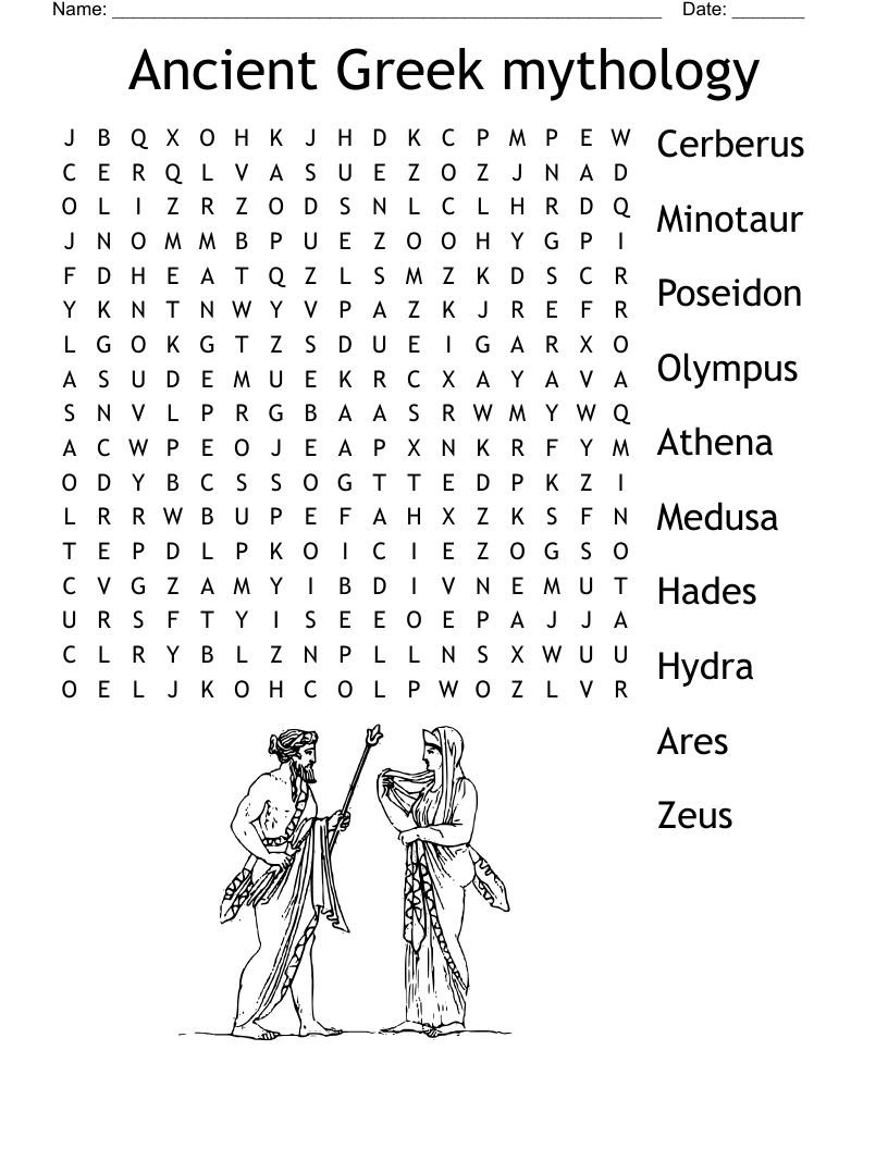 Greek Mythology Word Search WordMint