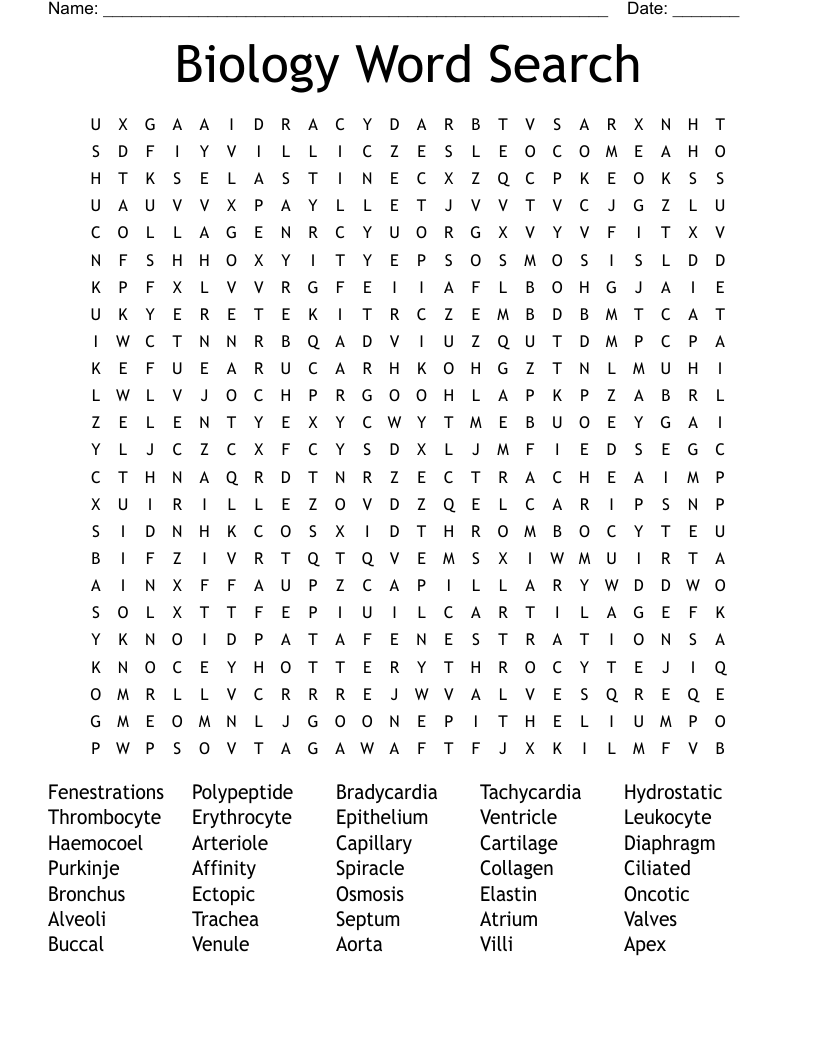 Biology Word Search