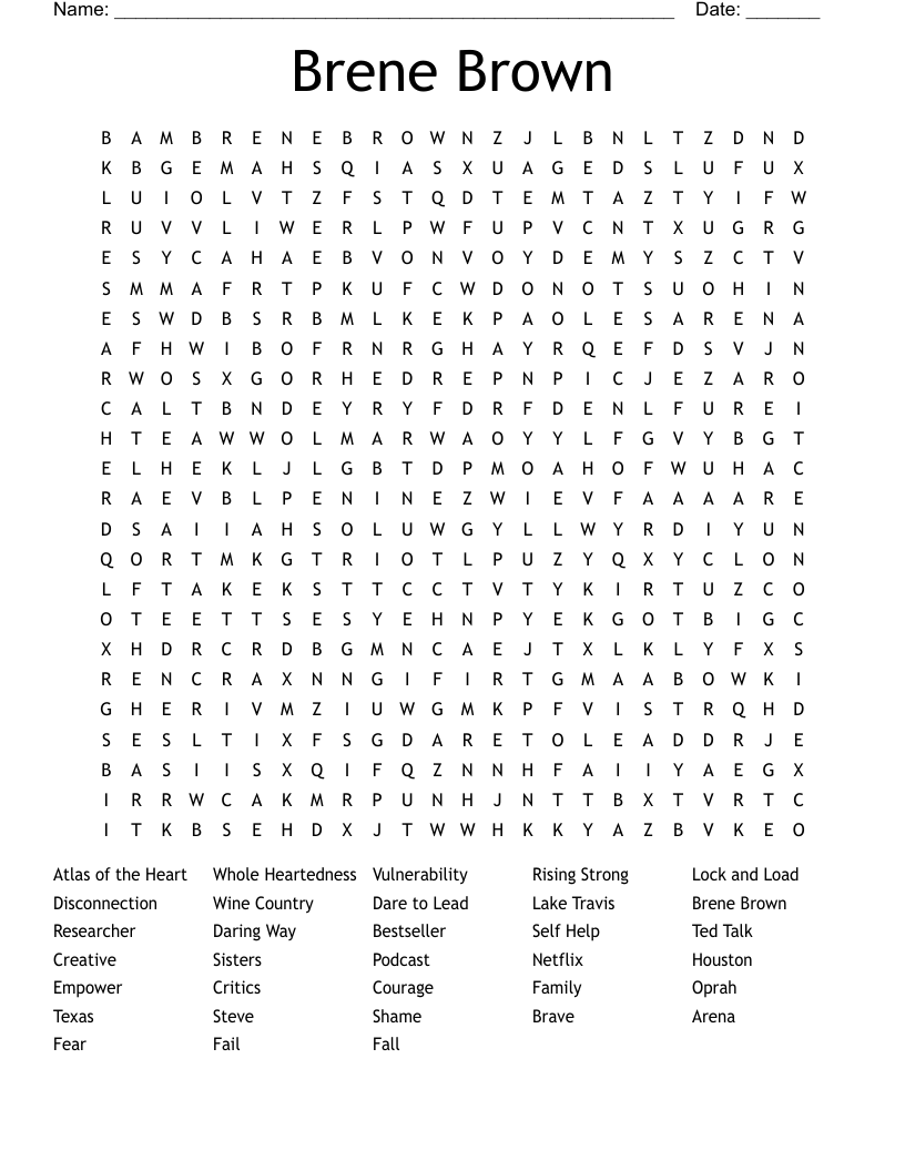 Brene Brown Word Search