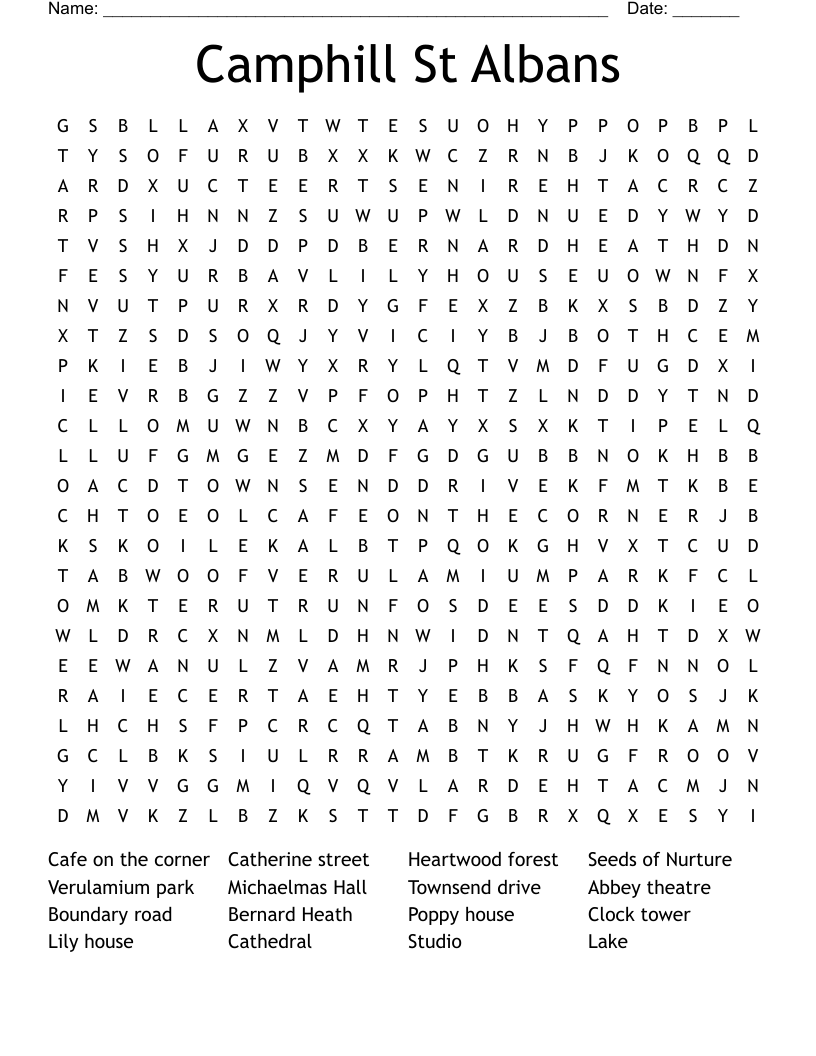 Camphill St Albans Word Search