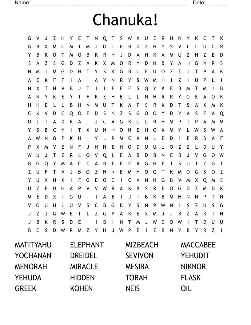 Chanuka! Word Search