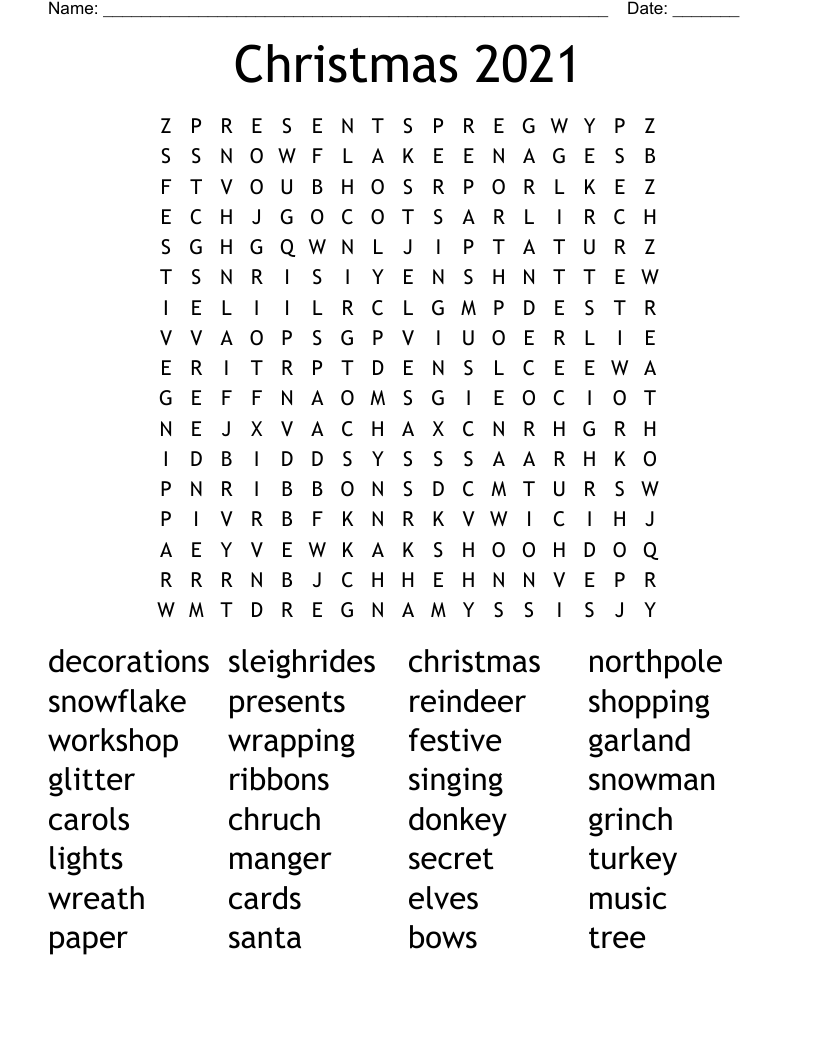 Christmas 2021 Word Search