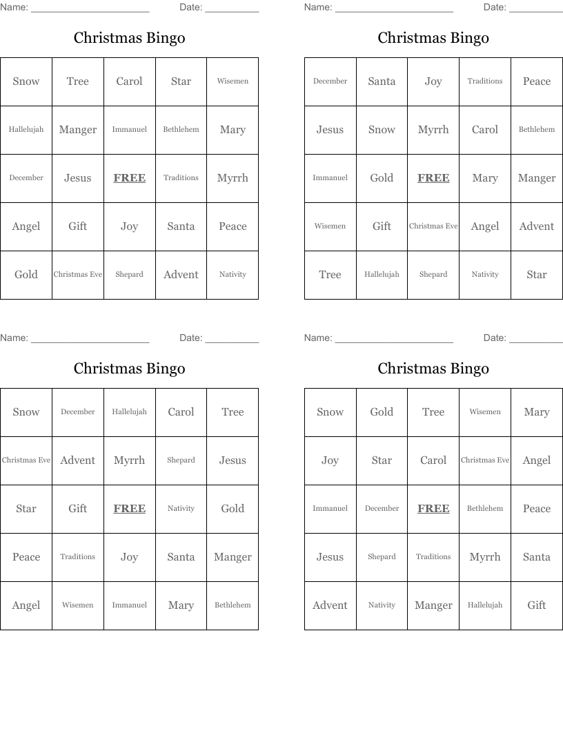 Christmas Bingo