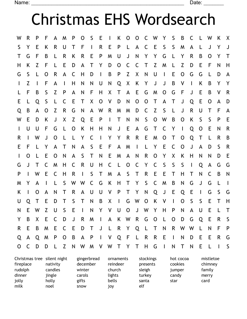 Christmas EHS Wordsearch