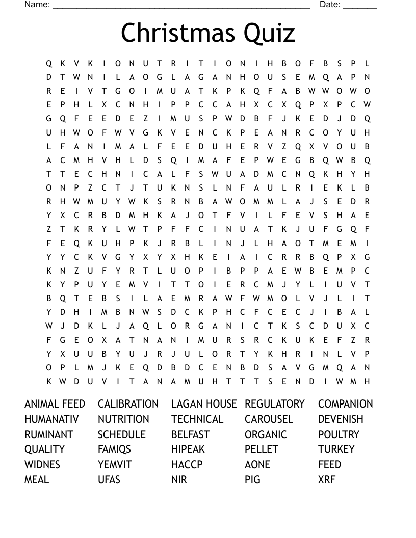 Christmas Quiz Word Search