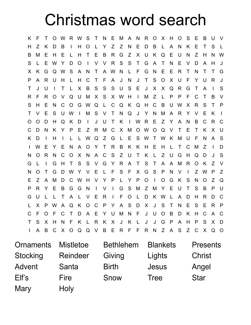 Christmas word search 