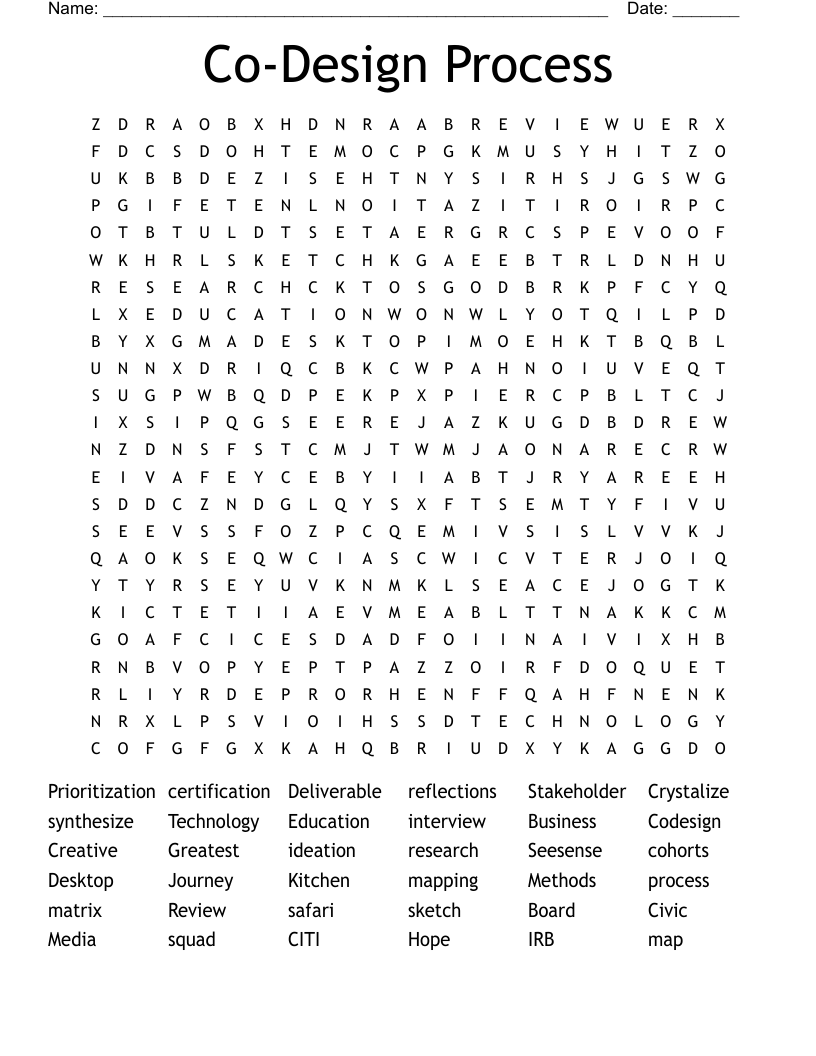 Co-Design Process Word Search