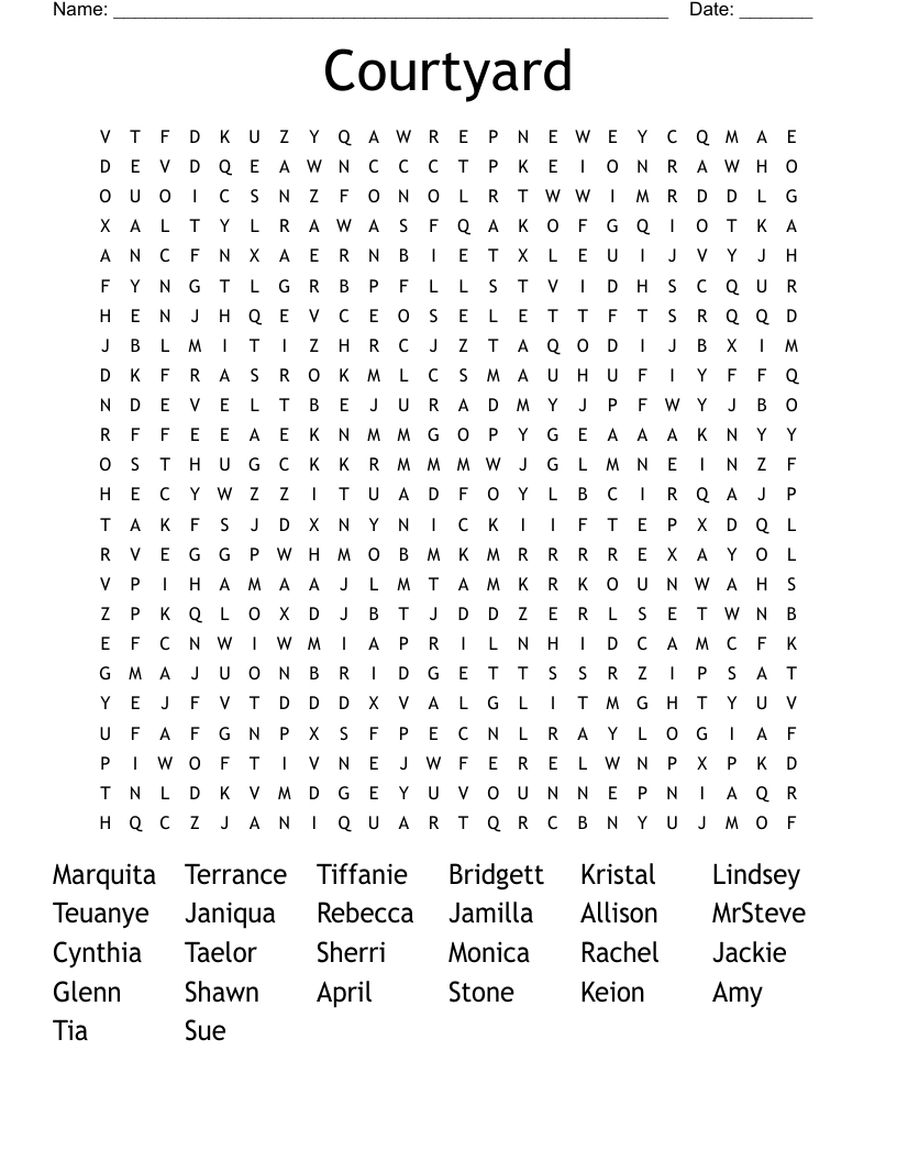 Courtyard Word Search WordMint