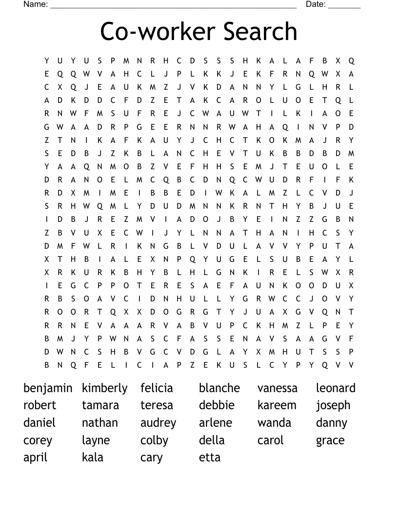 Co-worker Search Word Search