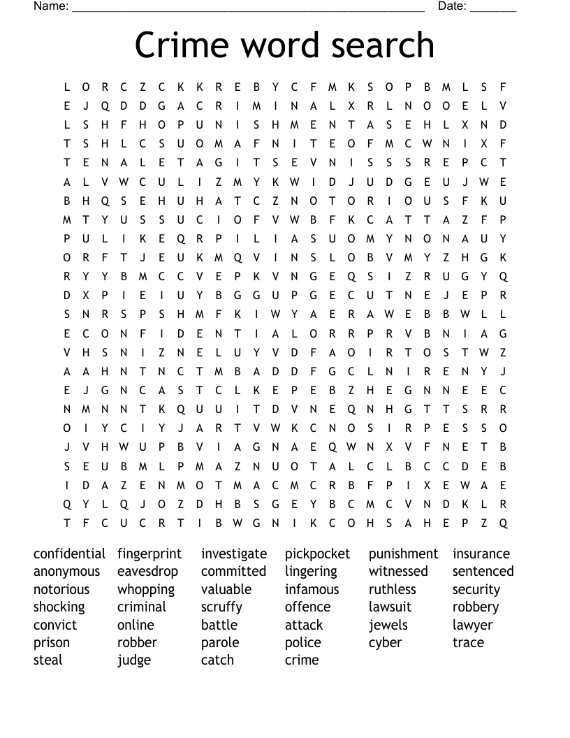 Crime word search 