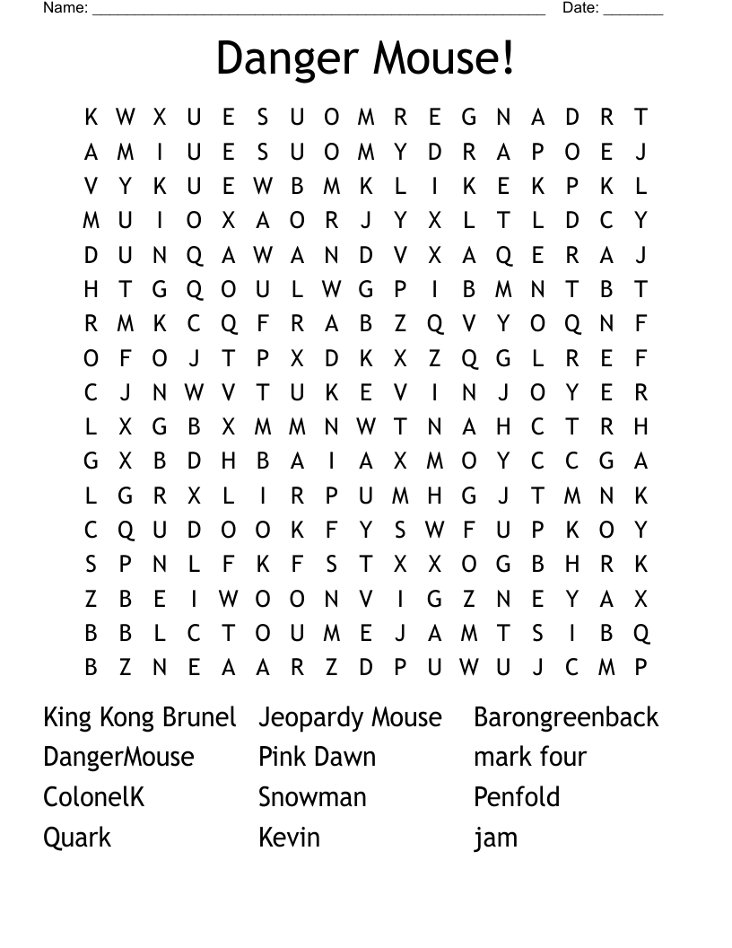 Danger Mouse! Word Search