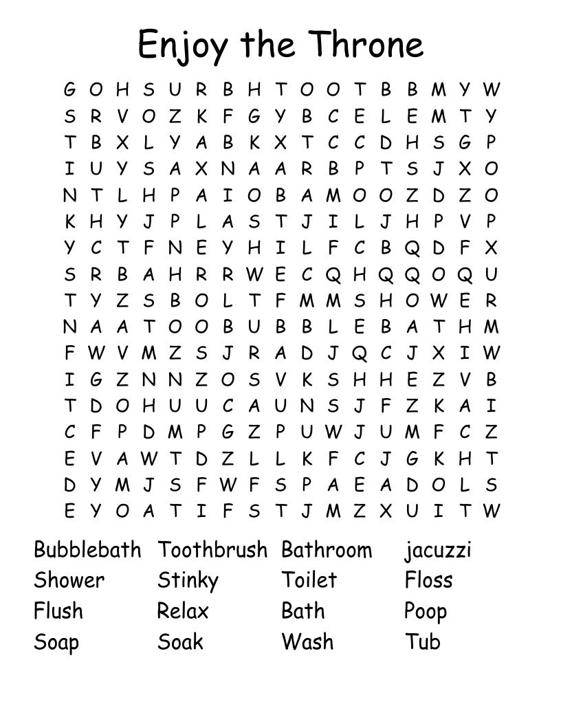 Enjoy the Throne Word Search