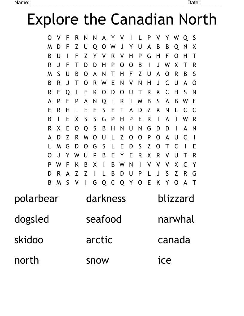 Explore the Canadian North Word Search