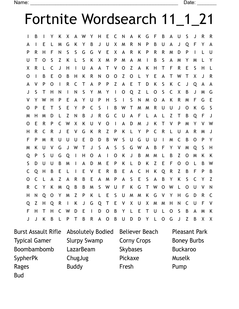 Fortnite Wordsearch 11_1_21