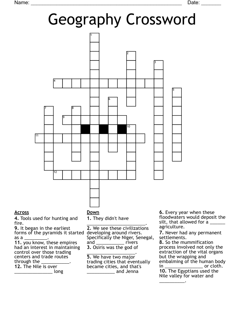 Geography Crossword WordMint