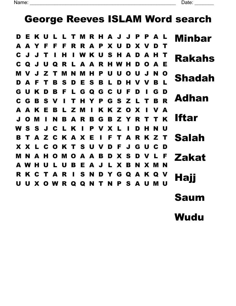 George Reeves ISLAM Word search