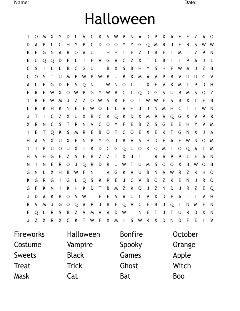Halloween Word Search