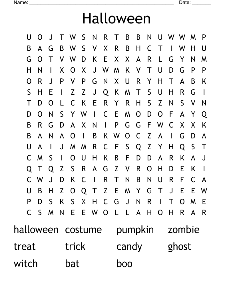 Halloween Word Search