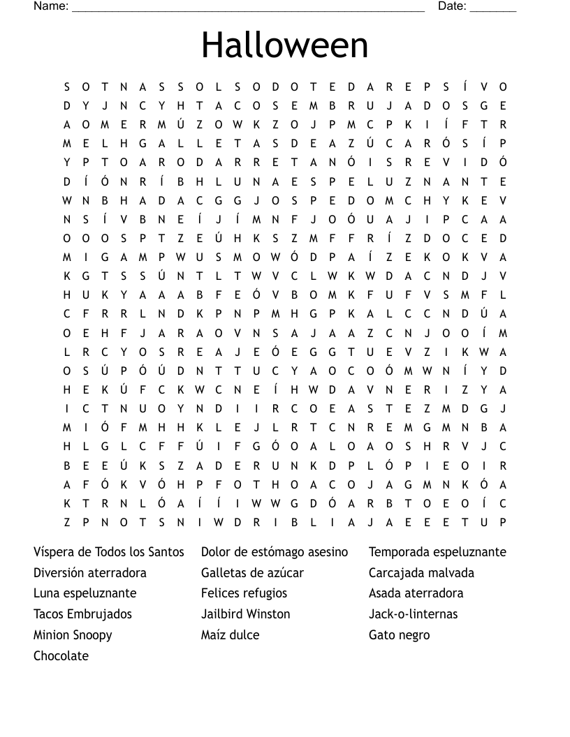 Halloween Word Search