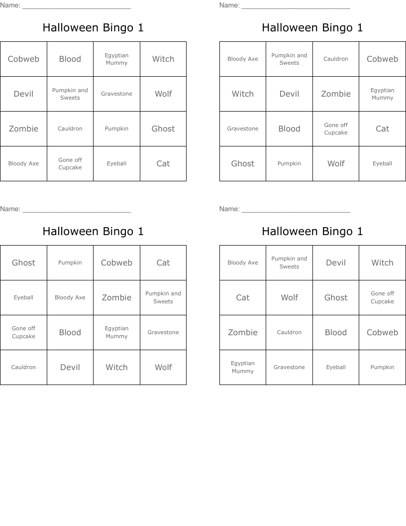 Halloween Bingo 1