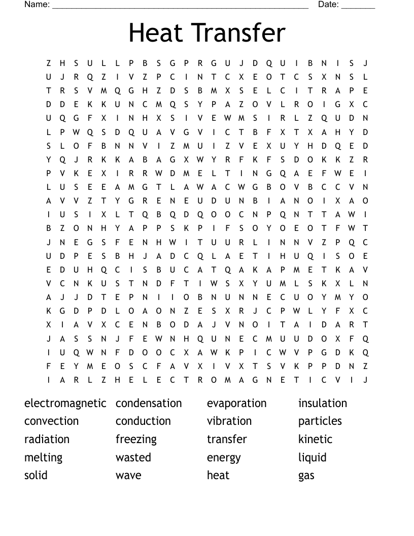 Heat Transfer Word Search WordMint