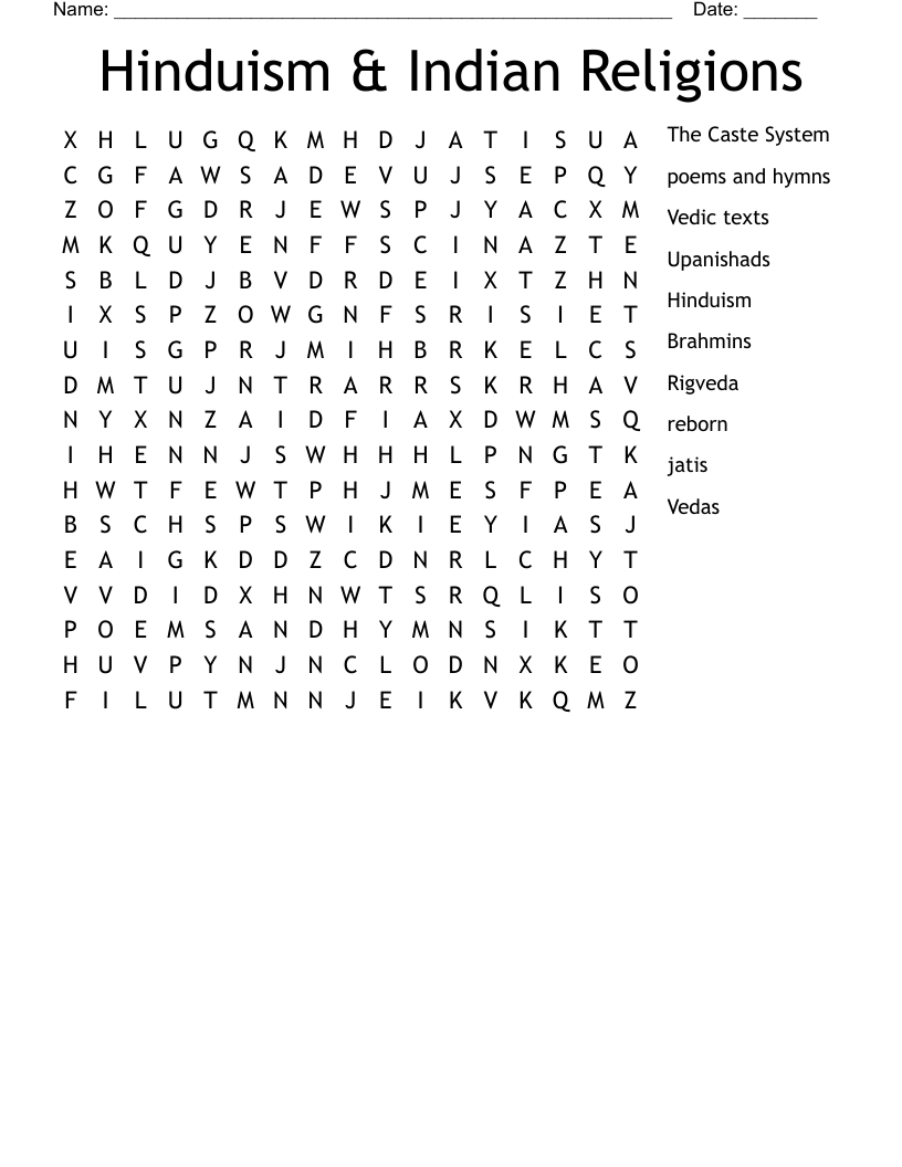 Hinduism & Indian Religions Word Search