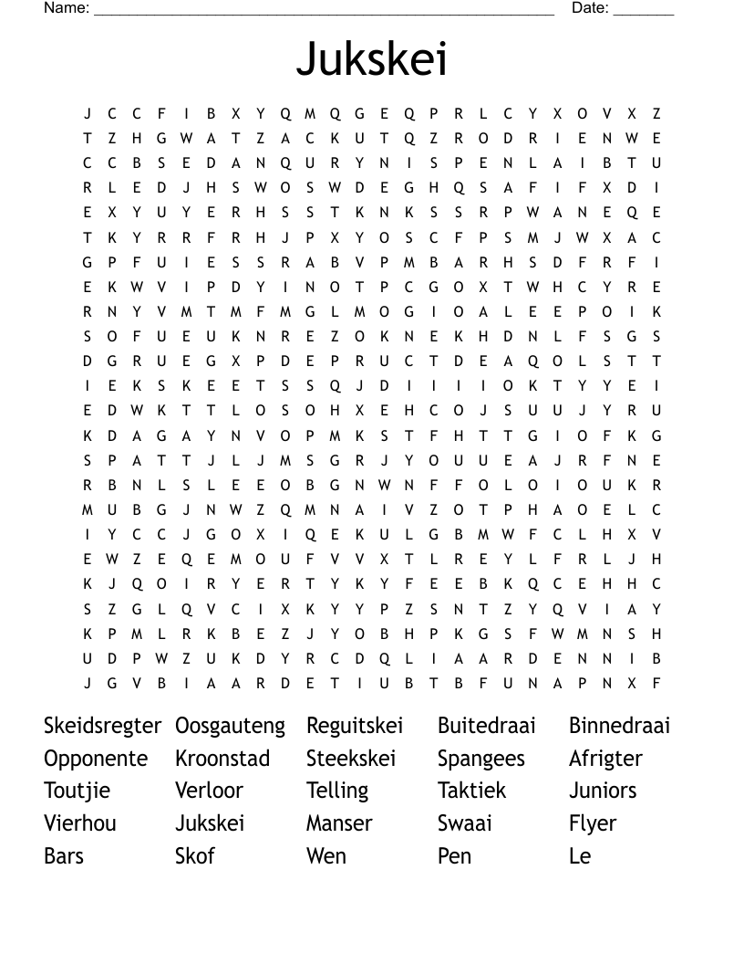 Jukskei Word Search