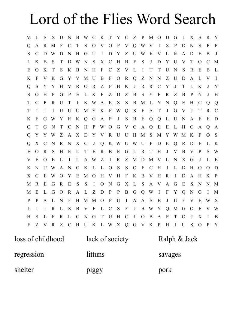 Lord of the Flies Word Search