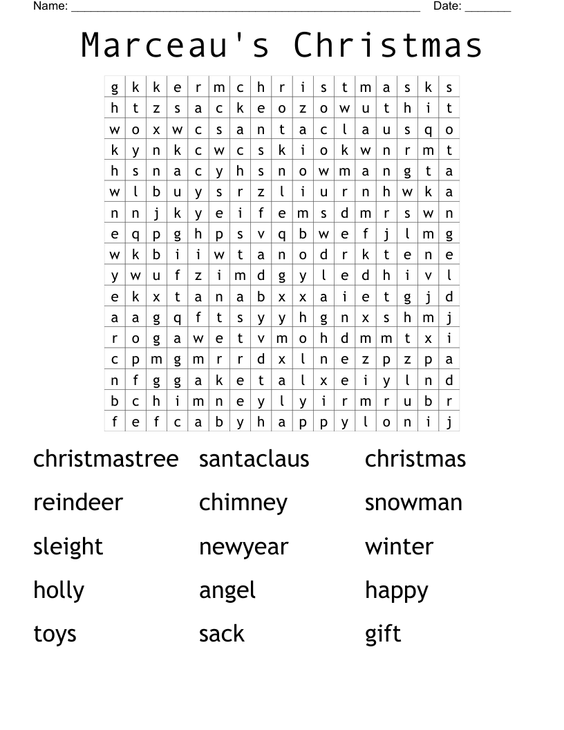 Marceau's Christmas Word Search