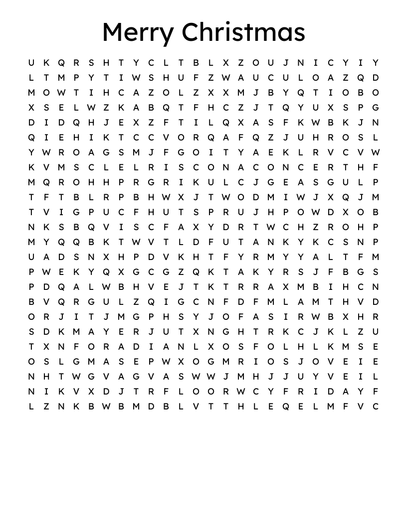 Merry Christmas Word Search - WordMint