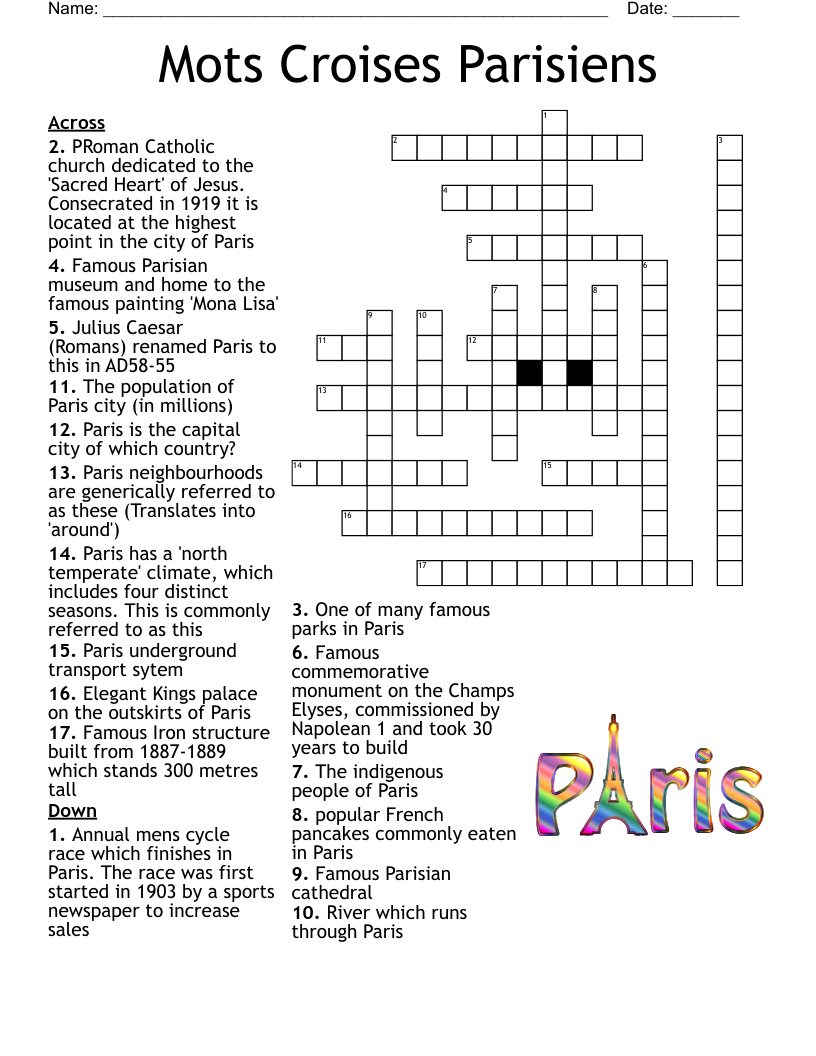 Who In Paris Crossword Puzzle
