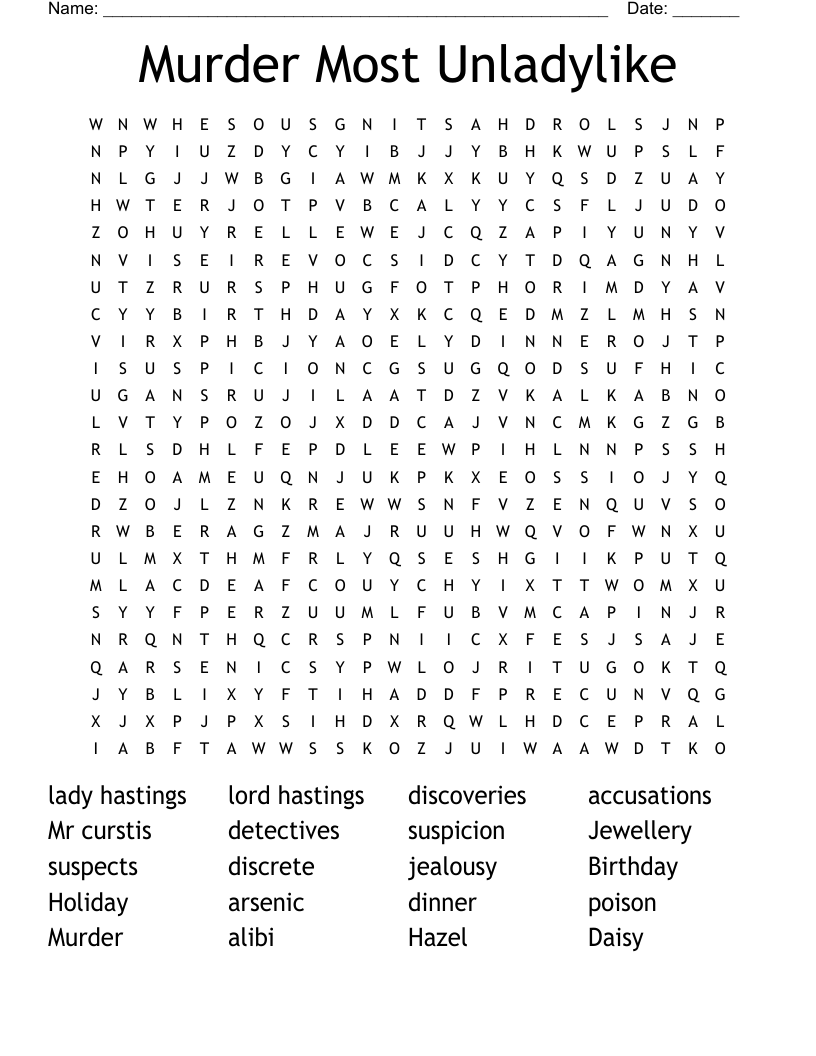 Murder Most Unladylike Word Search