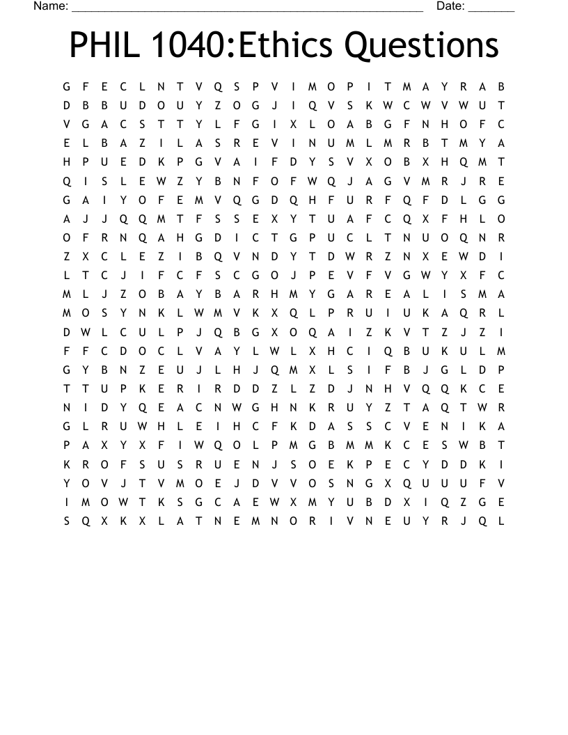PHIL 1040:Ethics Questions