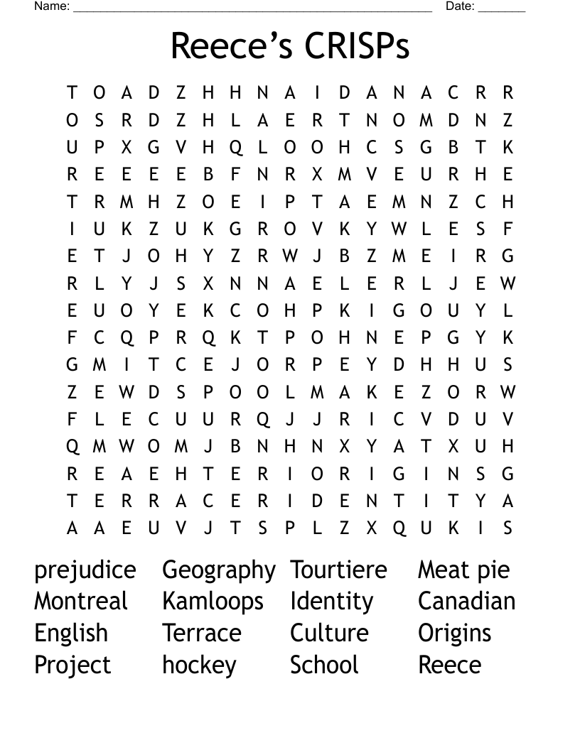 Reece’s CRISPs Word Search WordMint