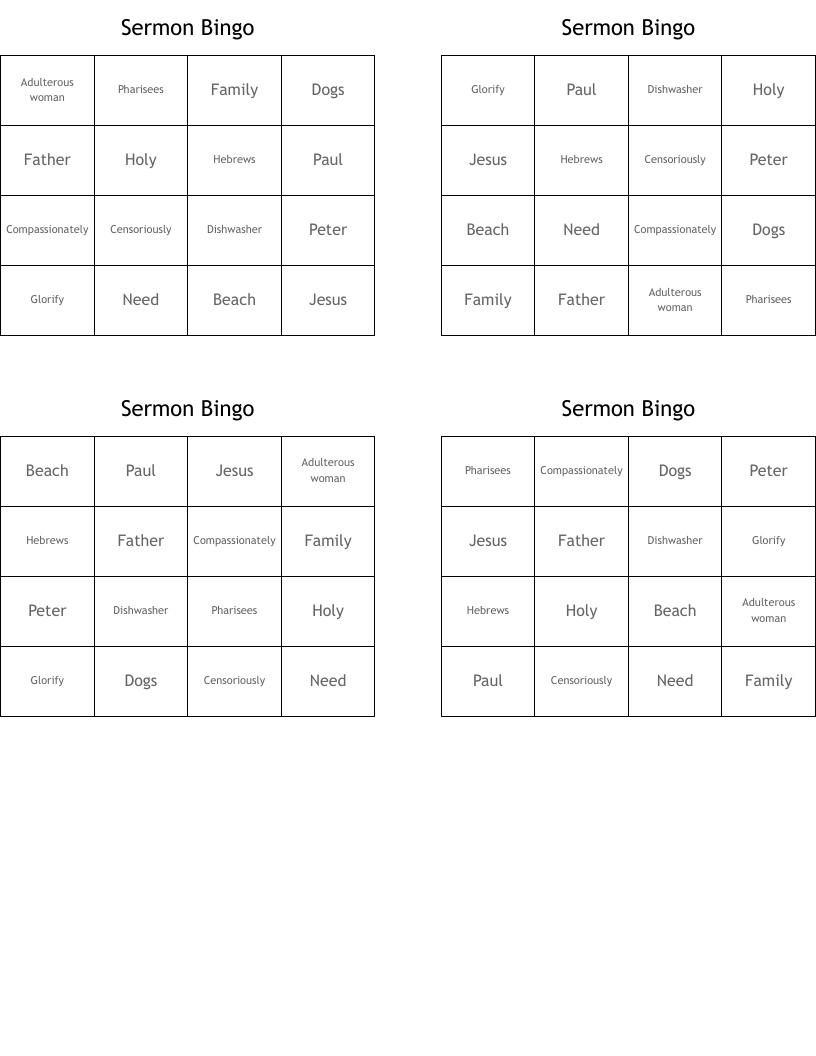 Sermon Bingo