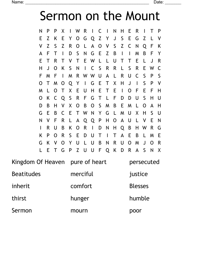 Sermon on the Mount Word Search