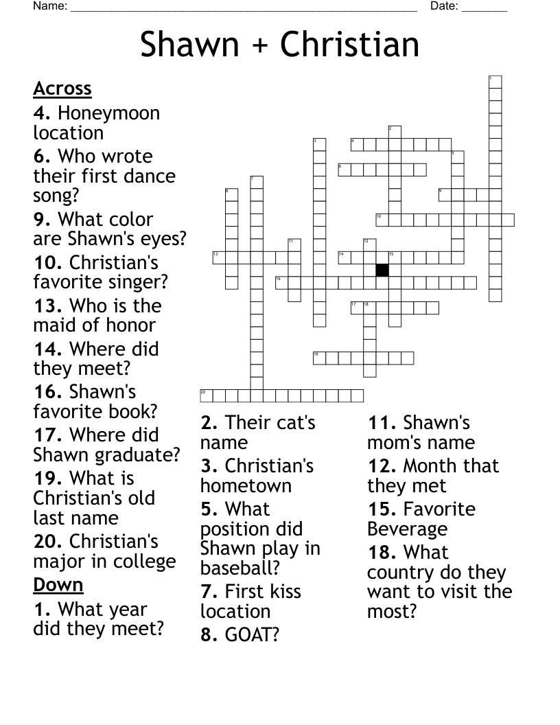 Shawn + Christian Crossword WordMint