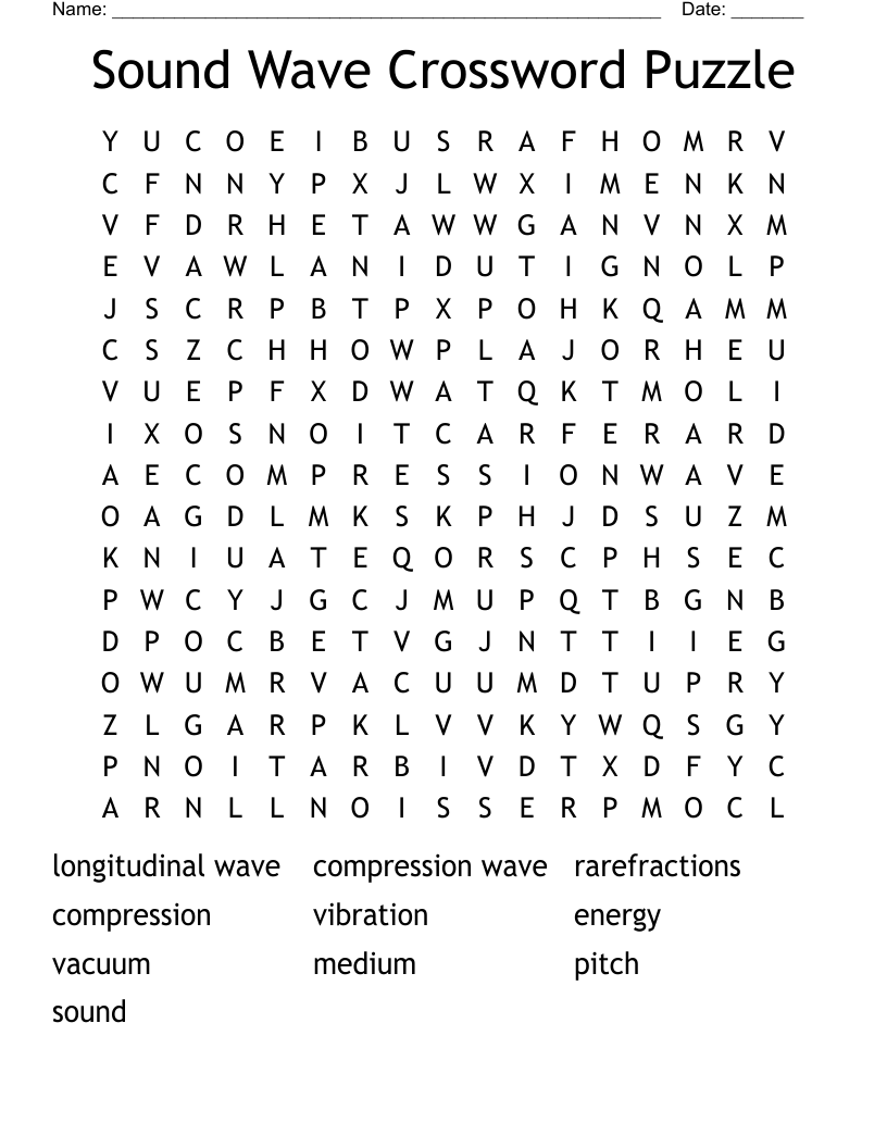 Sound Wave Crossword Puzzle Word Search WordMint