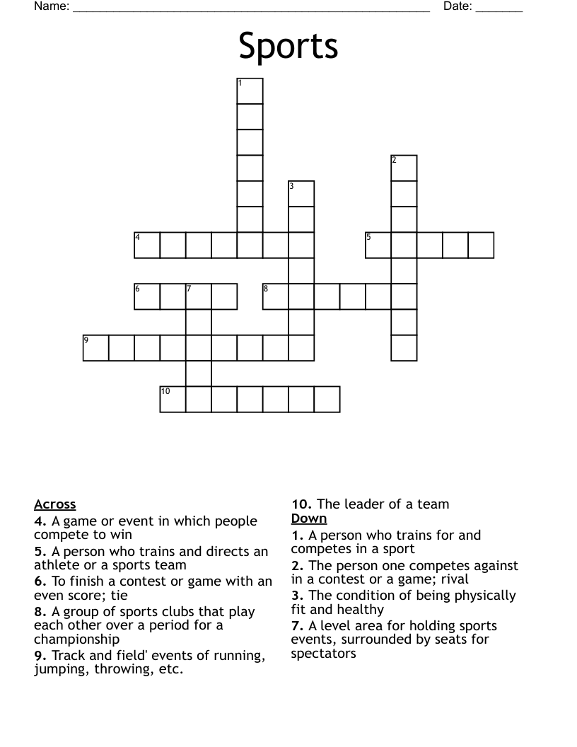 Sports Crossword WordMint
