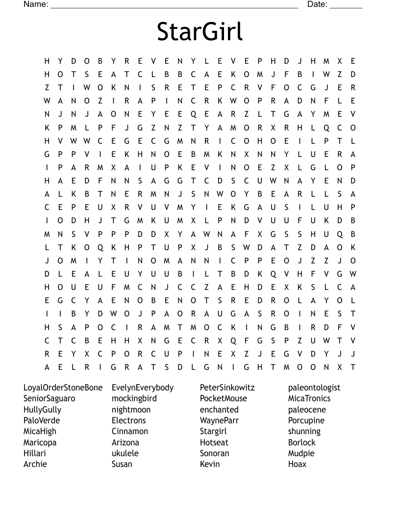StarGirl Word Search