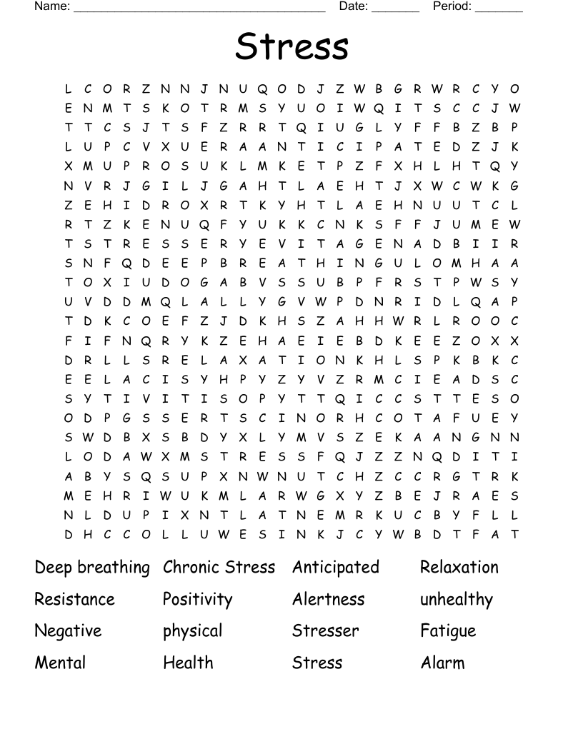 Stress Word Search