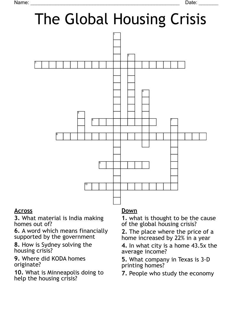 The Global Housing Crisis Crossword WordMint