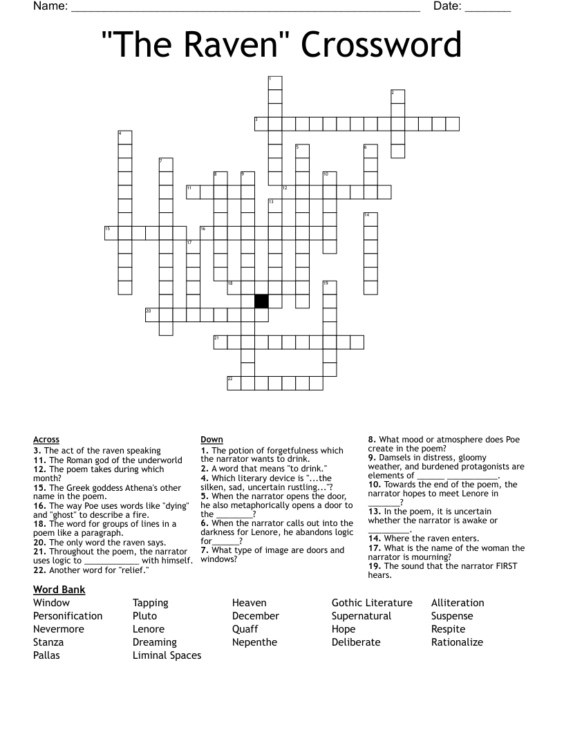 The Raven Crossword WordMint