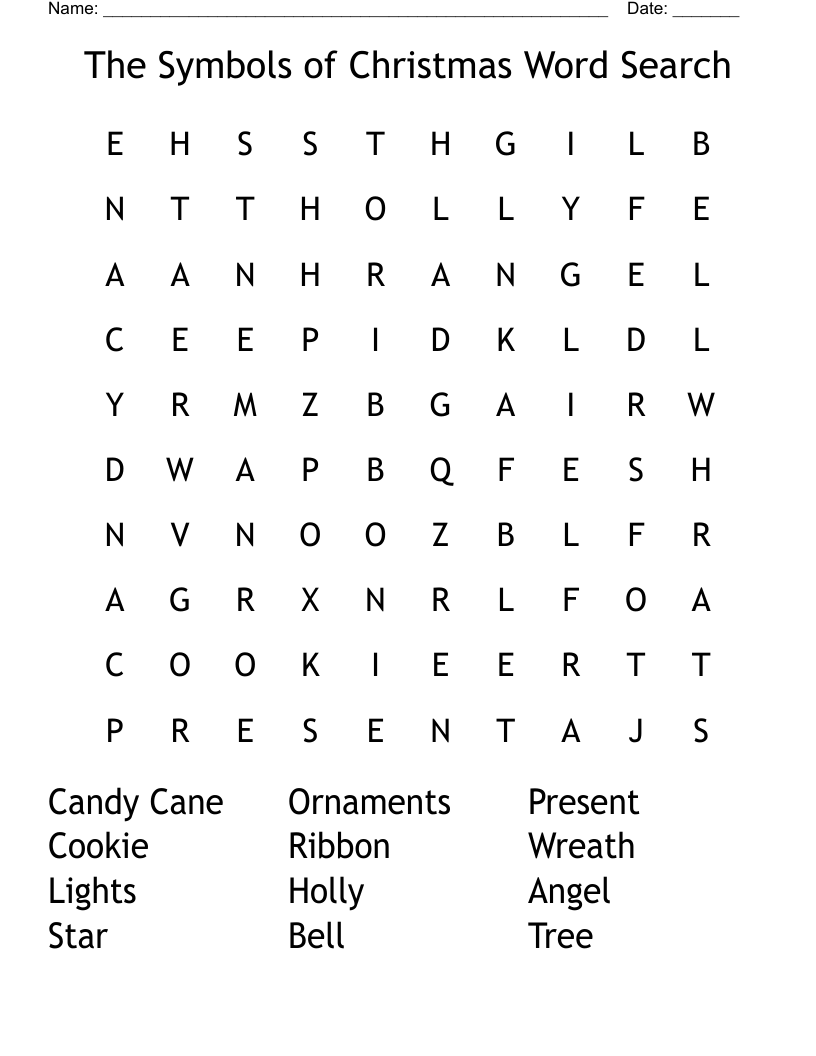 The Symbols of Christmas Word Search