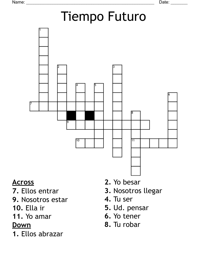 Tiempo Futuro Crossword