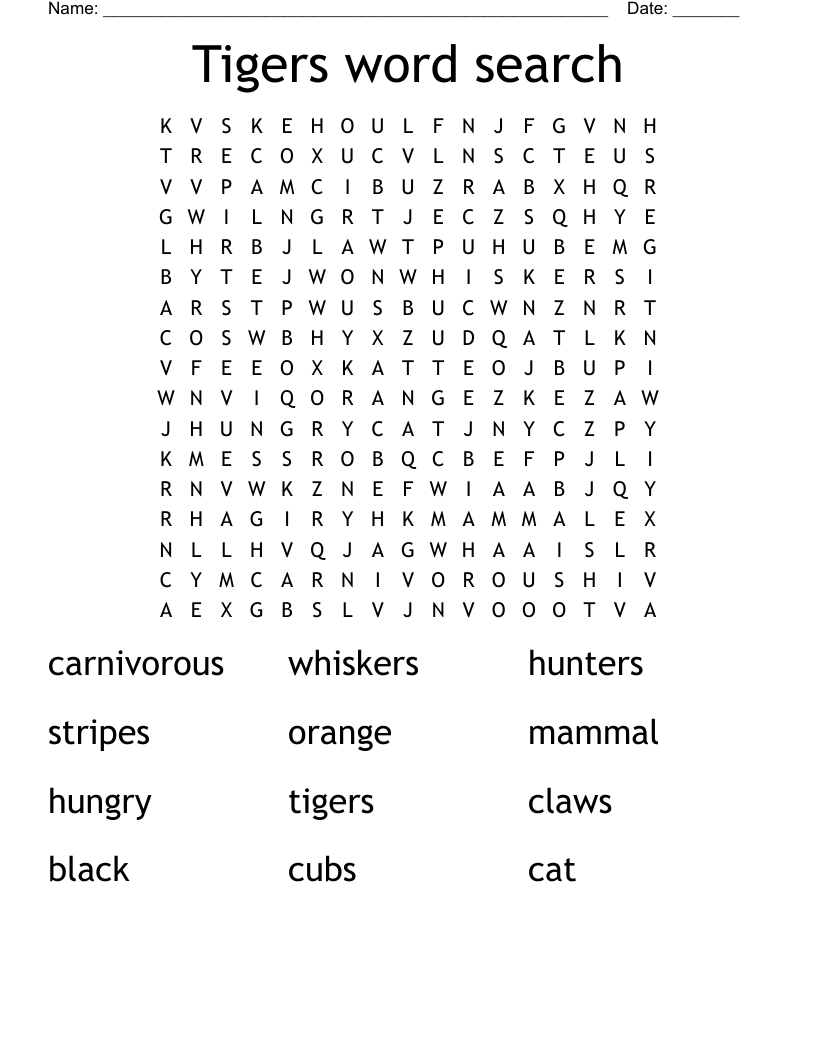 Tigers word search
