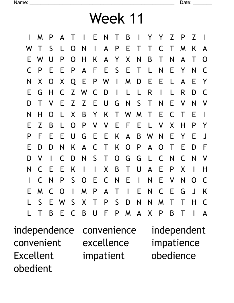 Week 11 Word Search