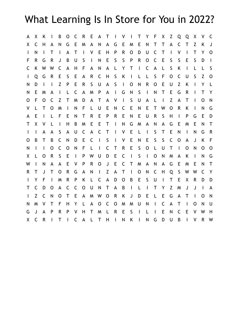 What Learning Is In Store for You in 2022? Word Search