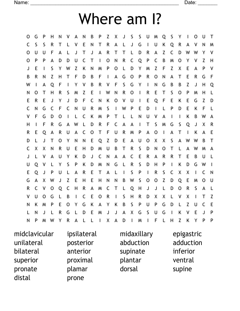 Where am I? Word Search